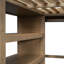 Lit mezzanine pleine grandeur en noyer avec armoire intégrée, bureau et tablettes pour le développement de la chambre à coucher avec atmosphère de tiroirs-130874195