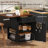 Farmhouse Rolling Kitchen Island With Drop Leaf, Kitchen Storage Cart With Drawer, Open Side Rack And Towel Rack,-1023983576
