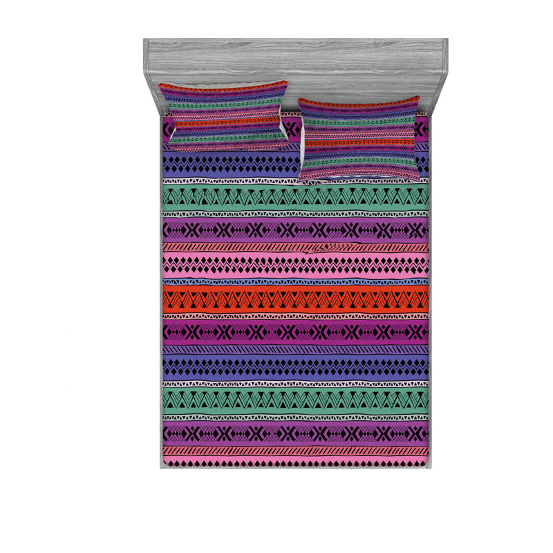 Microfiber Striped Sheet Set, Queen Sheet Set with Fitted Sheet