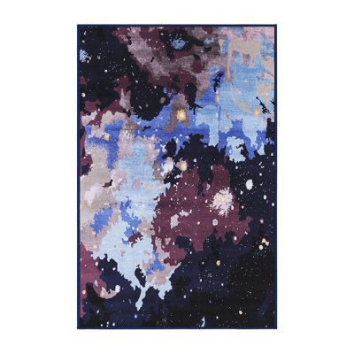 Tapis abstrait noir / bleu