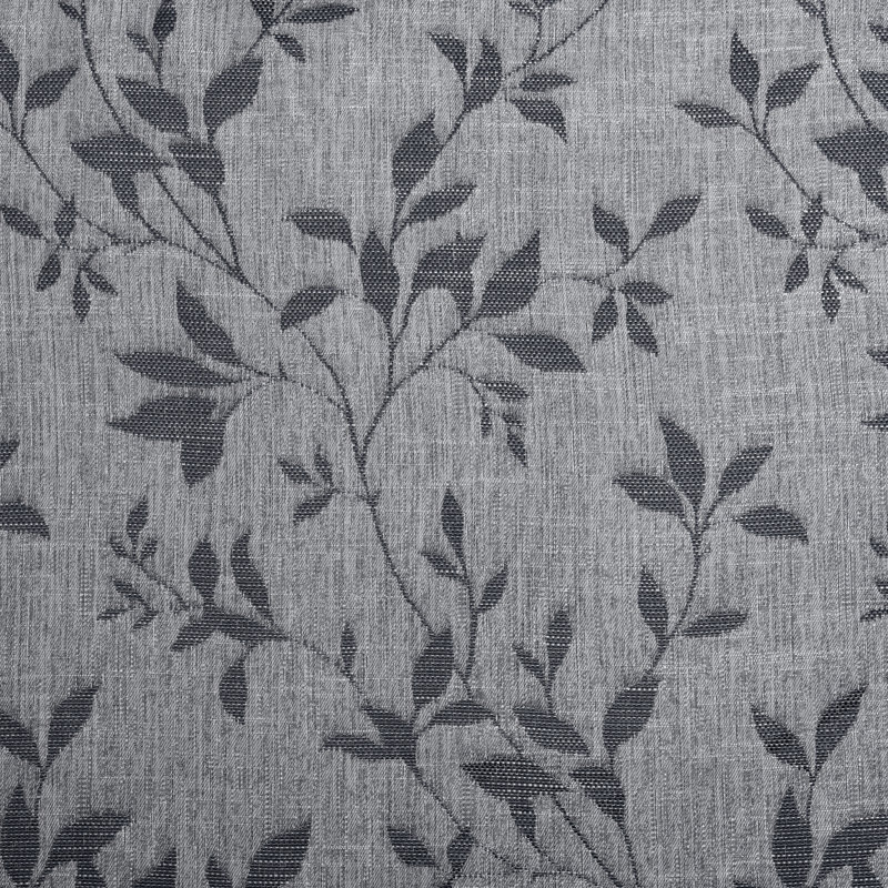 Bucyrus Decorative Vintage Leaves Jacquard Curtain Set with 2 Panels, Charcoal/Grey, 52" W x 63" L