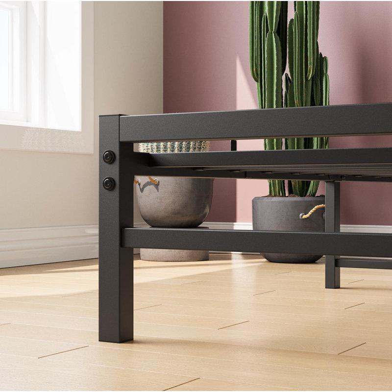 Lit plateforme avec lit en bois et tête de lit rustique, Simple, Brun