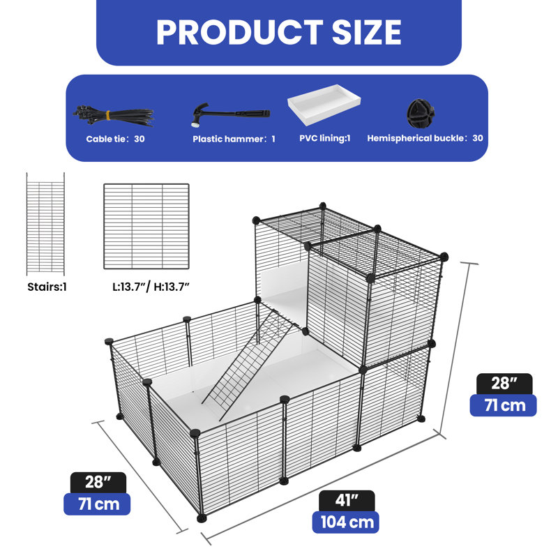 Cage pour petits animaux Finstad, H 28 po x l 41 po x P 28 po