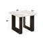 Table de bout en marbre blanc à finition rectangulaire, avec base double en U pour plateau et teinte naturel moderne, stable