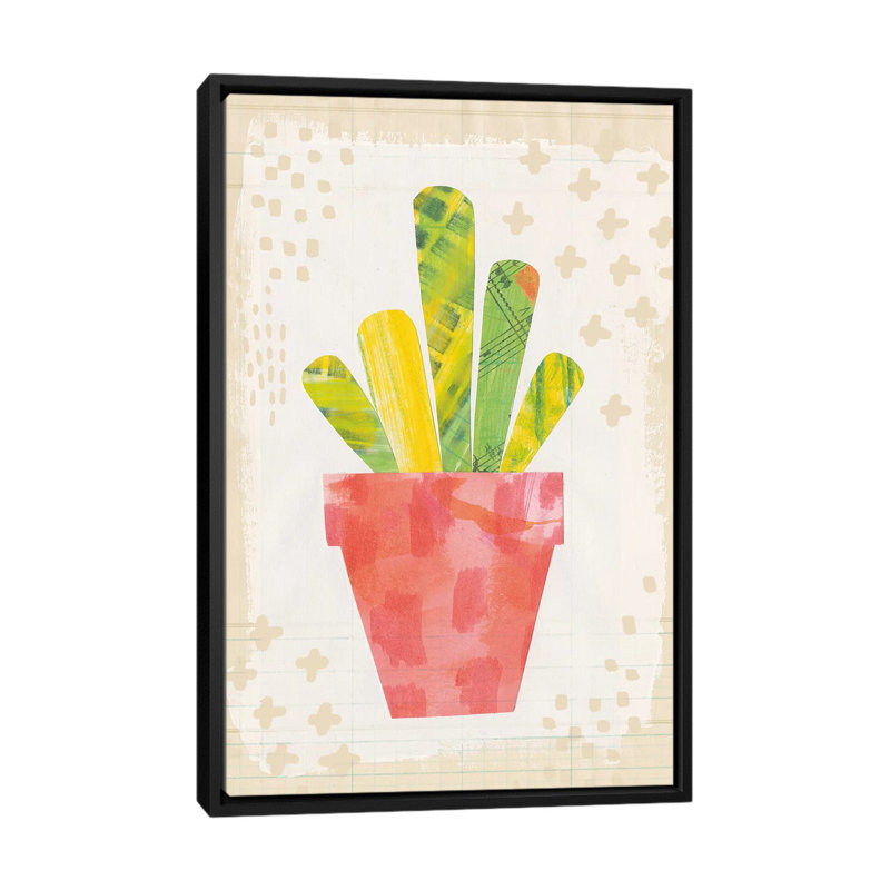 " Collage Cactus VI.A " by Melissa Averinos, 26" H x 18" W x 1.5" D, Black Framed Canvas, No Mat