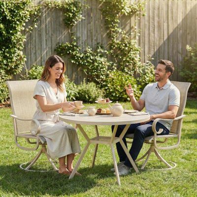 Patio Swivel Dining Chairs Set Of 2, All-weather Outdoor Swivel Rocker Chairs With High Back & Sturdy Metal Frame, Brown