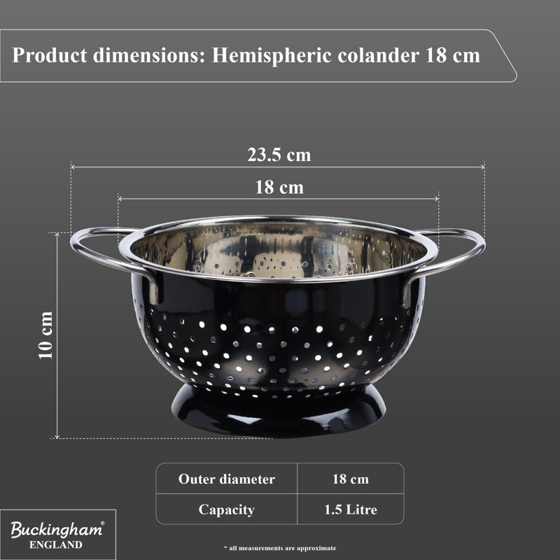 Buckingham Stainless Steel Colander, Black