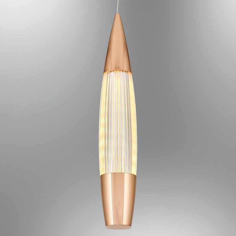 Lustre élégant en or rose, 35,4 po x 3,9 po x 47,2 po | Corps en polyester durable, 1 x DEL intégrée de 56 W, 5600 Lm, 3000K | Parfait pour le salon, la salle à manger ou le vestibule | Conception IP 20, assemblé