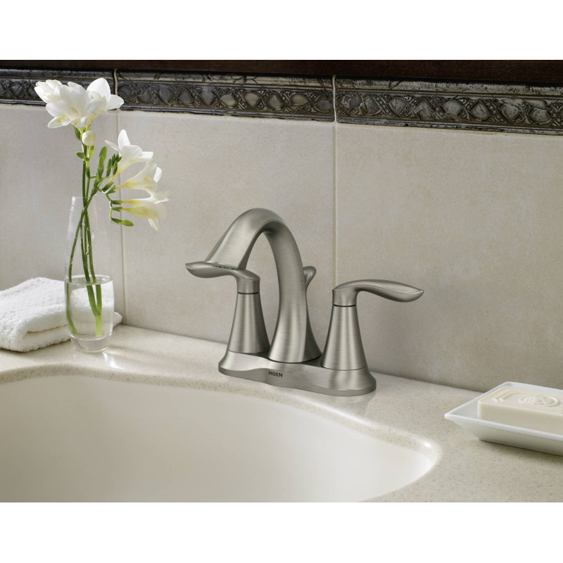 Eva Centerset Bathroom Faucet with Drain Assembly, Brushed Nickel