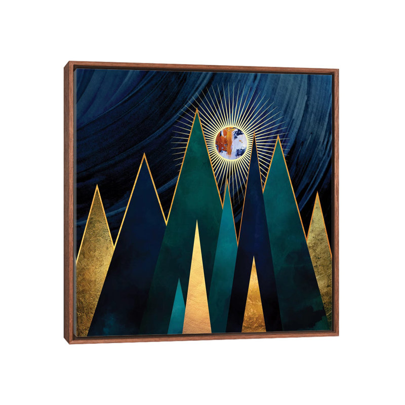 Pics métalliques - impression d'art graphique, Cadre flottant brun, H 18 po x l 18 po x 1,5 po