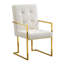 Ensemble de 1 chaise de salle à manger moderne en lin, capitonnée et base en acier inoxydable-908227072