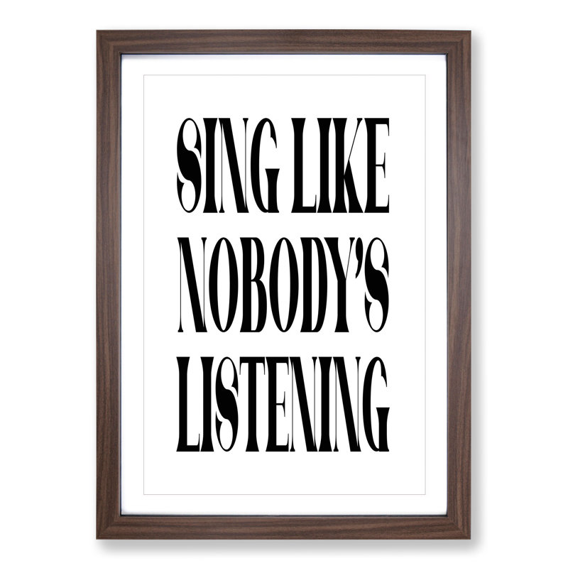 Sing - Single Picture Frame Print on Wood, Walnut Framed, 65cm H x 48cm W x 2cm D