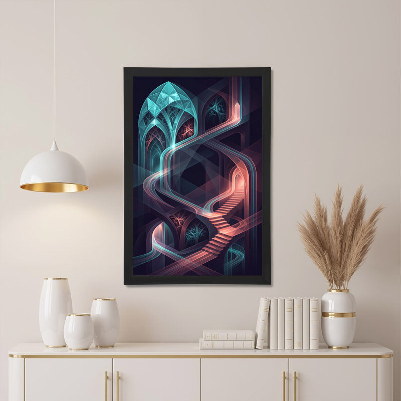 Toile abstraite néon, H 18 po x l 12 po