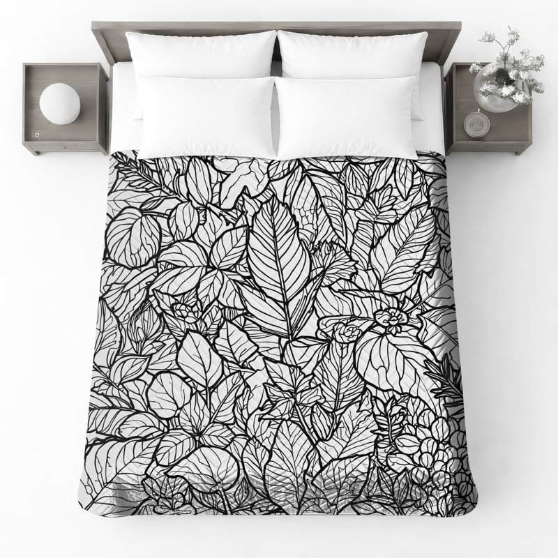 Couvre-lit matelassé à motif de feuilles détaillé pour toutes les tailles, Grand lit