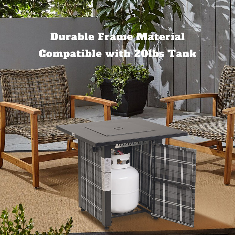 Werph 28" Black Gas Fire Pit Table with Lava Rocks