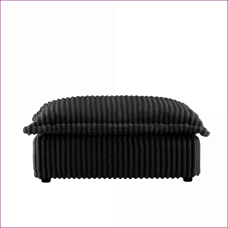 Modern Corduroy Sofa with Removable Covers - Black for Living Room | Black | Wood, Black