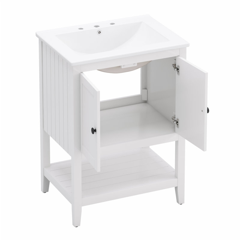 Meuble-lavabo 24 po avec lavabo, Blanc, 24"