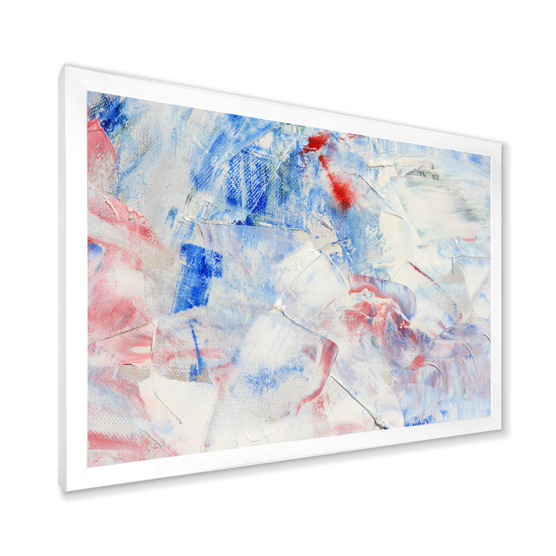 Composition abstraite bleue - peinture sur toile, H 30 po x l 40 po x 1,5 po, Cadre blanc