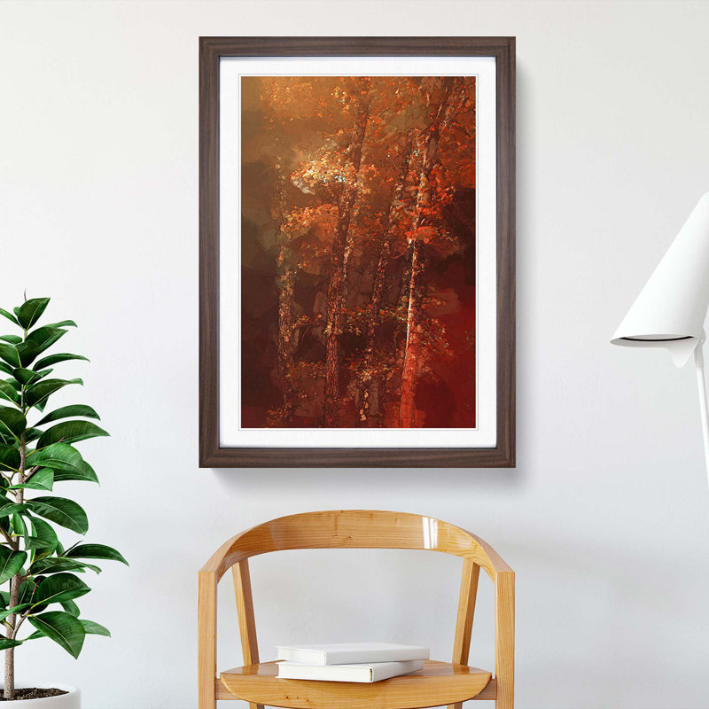 Trees of Autumn in Abstract - Picture Frame Graphic Art Print, 76cm H x 50cm W x 2cm D, Walnut