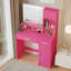 Bureau de coiffeuse avec miroir et commode de rangement à trois niveaux avec grand tiroir-1313551082