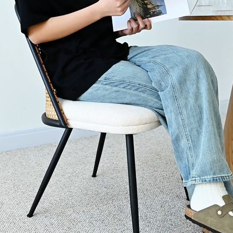 Ensemble de 2 chaises de salle à manger rembourrées en faux rotin