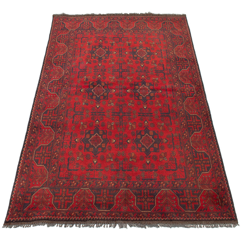 Tapis de zone en laine rouge 4 pi 10 po x 6 pi 5 po à main one-of-kind-noué la 2010s esari Alarick