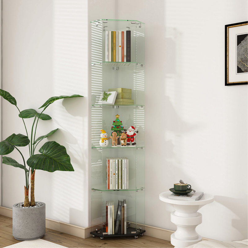 Vitrine en verre, armoire d'appoint avec 5 modes DEL dynamiques pour la maison et le bureau