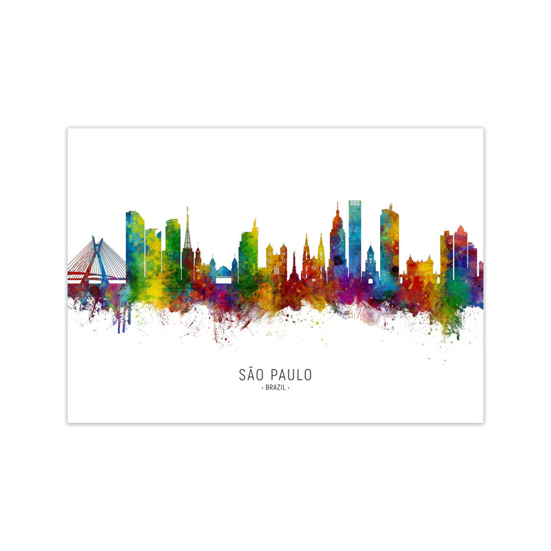 Sao Paulo Brazil Skyline by Michael Tompsett - Print, Unframed, 30cm H x 42cm W x 1cm D