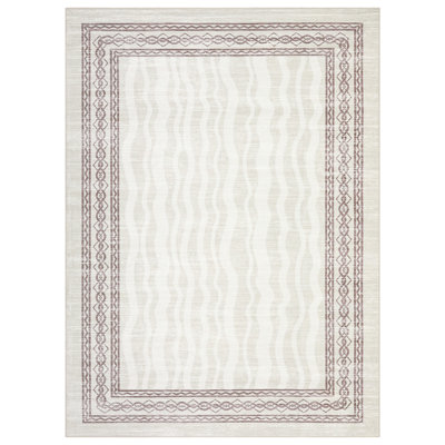 Tapis moderne à bordure - à poils courts, tapis lavable - résistant aux marques, parfait pour le salon, la chambre à coucher, la salle à manger, la salle de jeux, le bureau personnel - grand 8 x 10 pi (244 x 305 cm)
