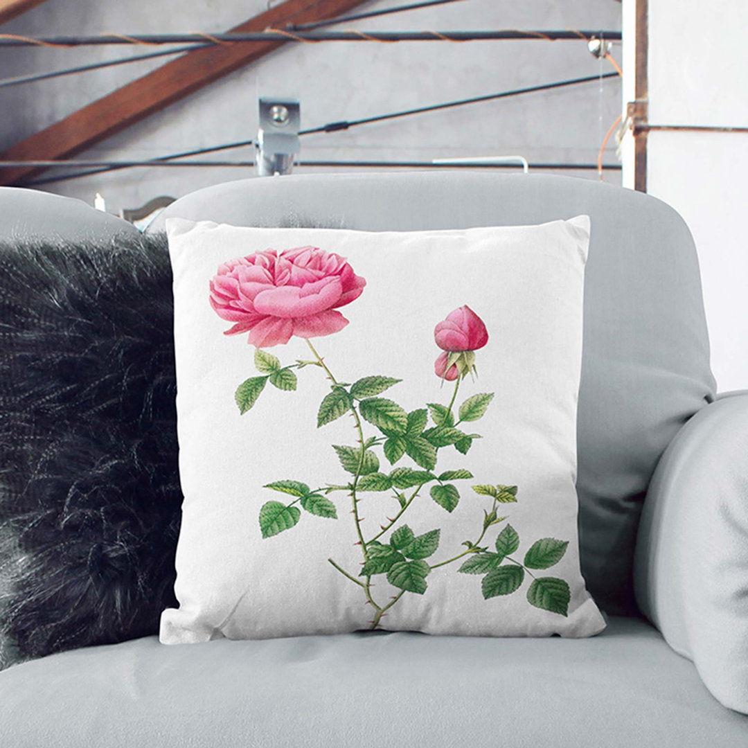 Autumn China Rose by Pierre-Joseph Redoute Cushion with Filling