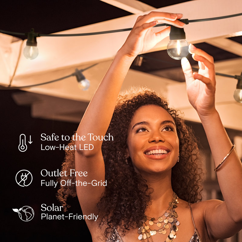 Pro 12-Light 27 ft. Outdoor Solar LED 1-Watt White Bulb String Lights, Globe