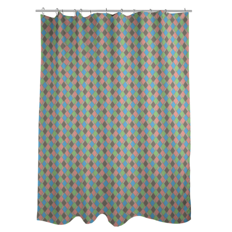 Rideau simple à motif de losanges Retro, Brun