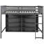 Lit mezzanine double gris avec 8 tablettes ouvertes et - Économie d'espace pour les dortoirs