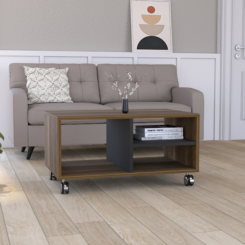 Wheel Coffee Table with Storage