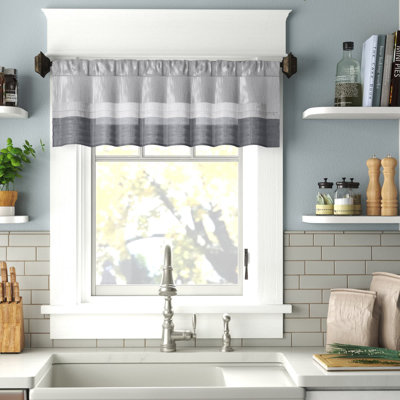 Amherst Grey Pintuck Single 50x18" Window Valance