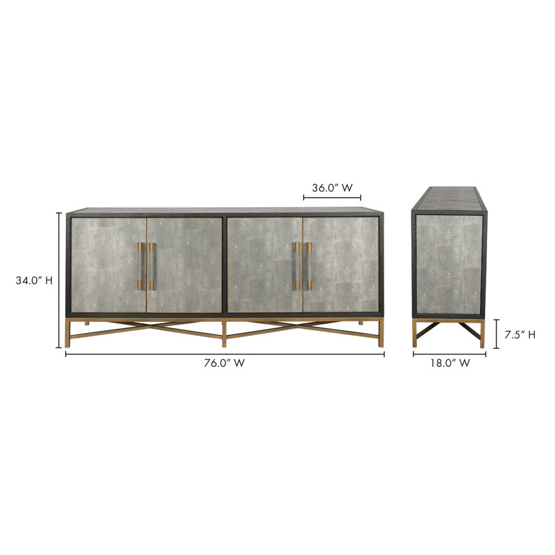 Meera 76" Wide Wood Sideboard, Gray