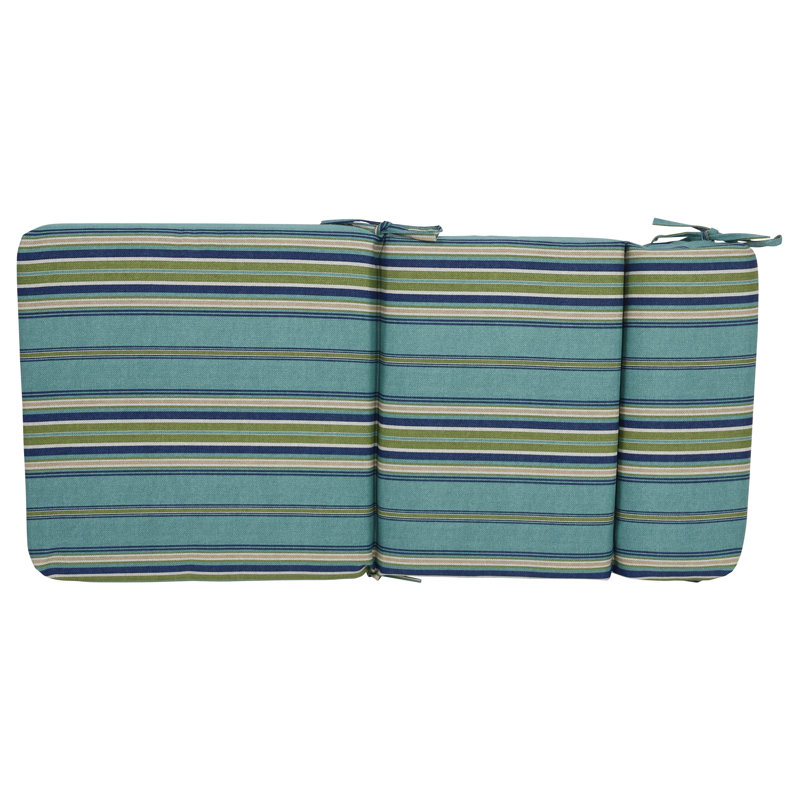 Outdoor Seat/Back Chair Cushion, 18" W x 18" D, Tan/Green/Blue/Terrace Breeze Striped