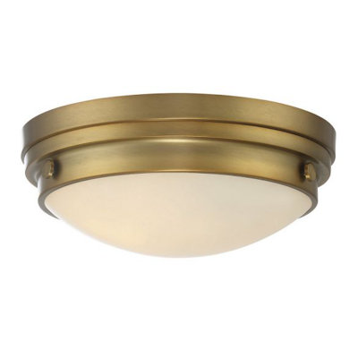 Helmsford 2 - Light 13.25" Simple Bowl Flush Mount in Warm Brass