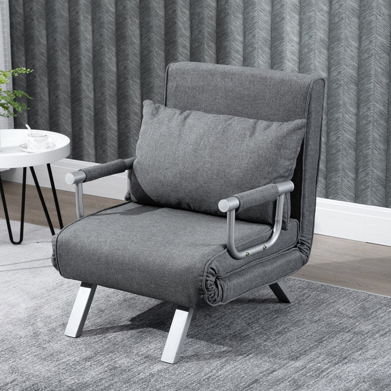 Chaise réglable à 5 positions, pliante grise avec coussin et structure en acier stable