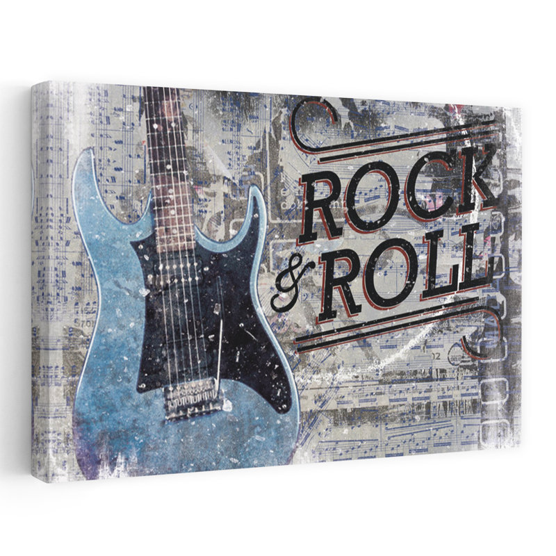 Rock Rock, guitare, art contemporain abstrait, H 16 po x l 24 po