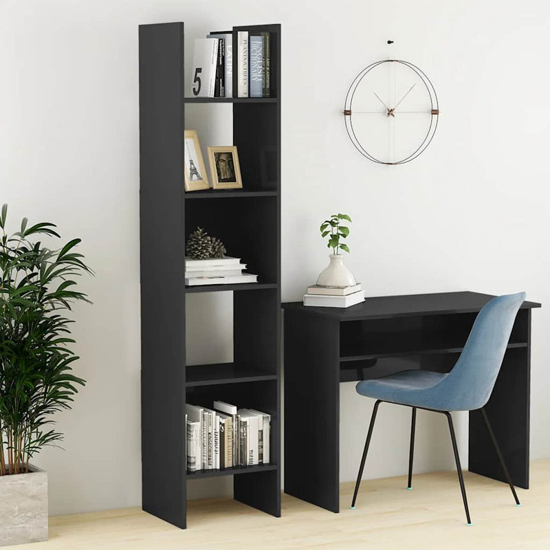 Dorith 180cm H Standard Bookcase, Concrete Grey, 180cm H x 40cm W x 35cm D