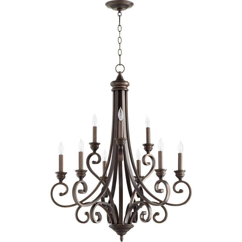 Cambron 9 - Light Dimmable Classic / Traditional Chandelier, Oiled Bronze