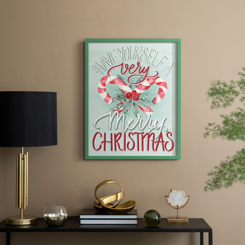 Impression encadrée «Candy Cane» - bois massif, H 30 po x l 24 po, Vert