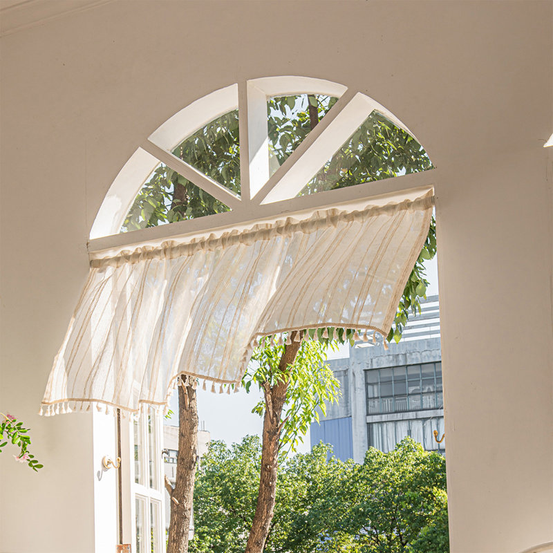 Kbndieu Valance Curtains for Kitchen Window Light Blocking Short Rod Pocket Curtain Panels for Small Window Bathroom Basement