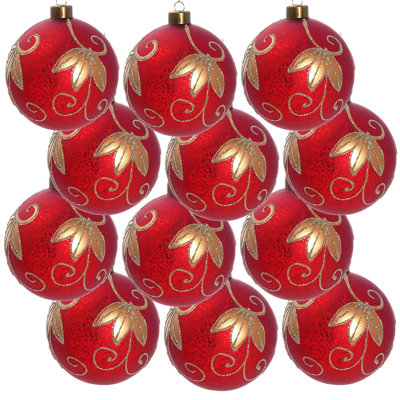 D3" Christmas Ball Ornaments, Glass Decorative Hanging Ball Christmas Tree Ornaments, Set of 12