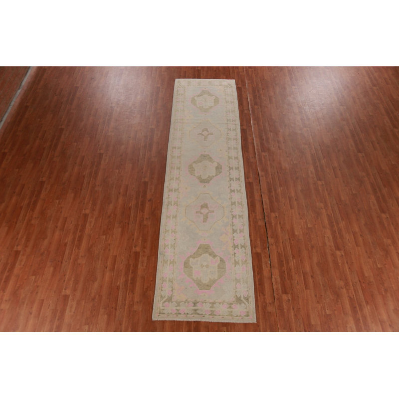 Vegetable Dye Oushak Turkish Runner Rug 3x13