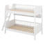 Lit superposé simple au-dessus de simple avec 3 tablettes de rangement, lit superposé en bois massif avec échelle, garde-corps, échelle pouvant être changée à gauche ou à droite-643786459