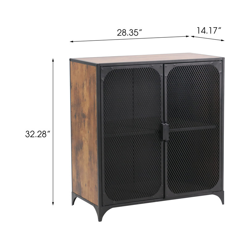 Black Industrial Freestanding 2-Door Mesh Cabinet