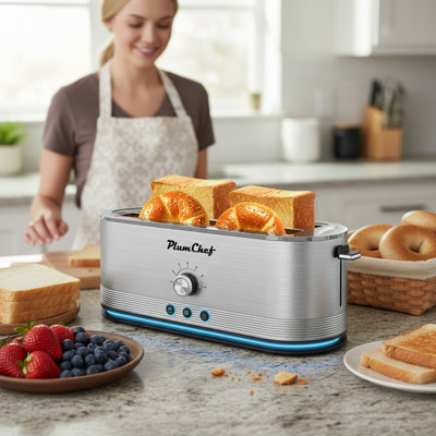 Stainless Steel 4-Slice Toaster With Anti-Jam Slot And Defrost/Reheat, 7 Browning Settings