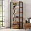 Kelsey 30"W Solid Mango Wood 6 Shelf Modern Industrial Large Bookcase with Metal Frame and Fixed Shelves